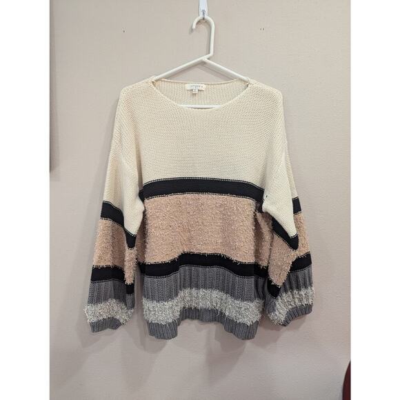 Women's multimedia fiber neutral sweater by Umgee+ XL - Picture 1 of 7